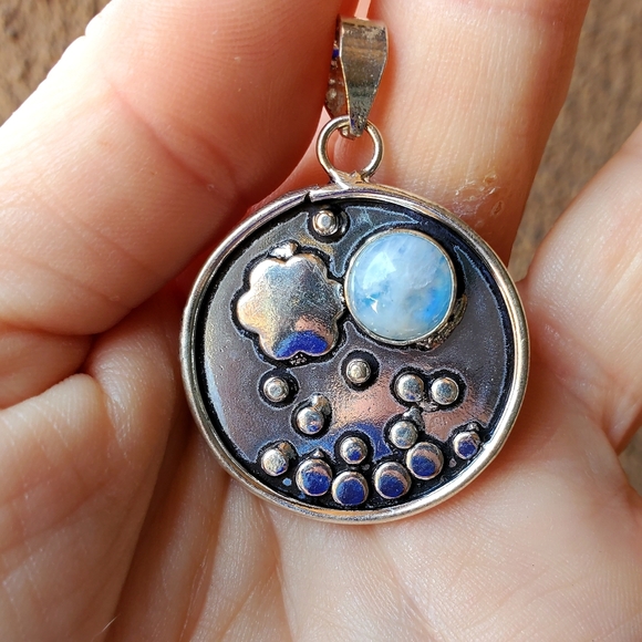 New Rainbow Moonstone 925 Silver Pendant. - Picture 5 of 16